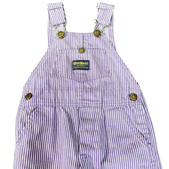 Vintage 70s 80s OshKosh Vestbak Purple Railroad Stripe Overalls USA Made 2T 3T - Picture 7 of 10